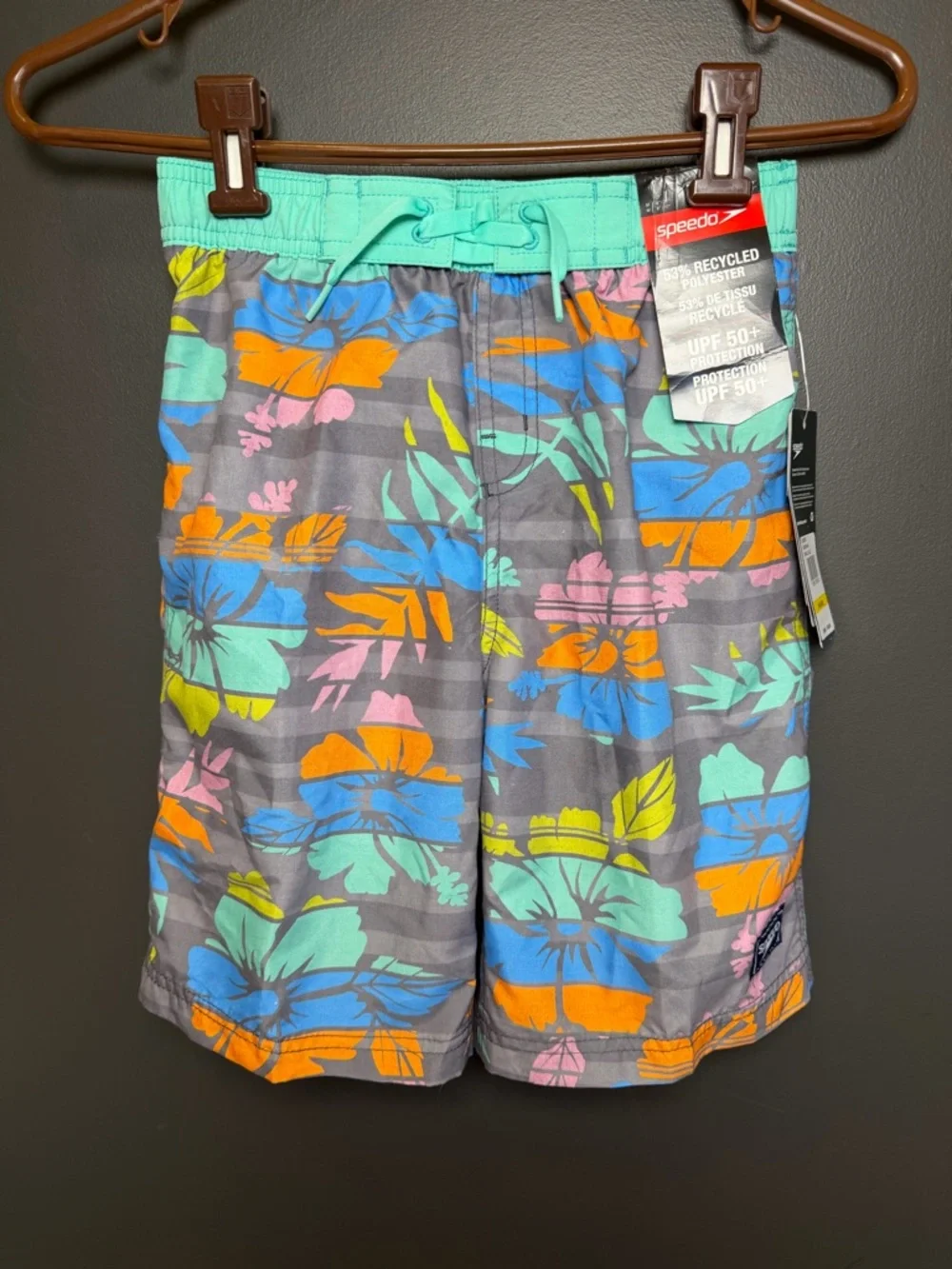 Speedo Swim Trunks | Size Boys Med 10/12 Tropical Floral UPF 50+ Swim Shorts NWT